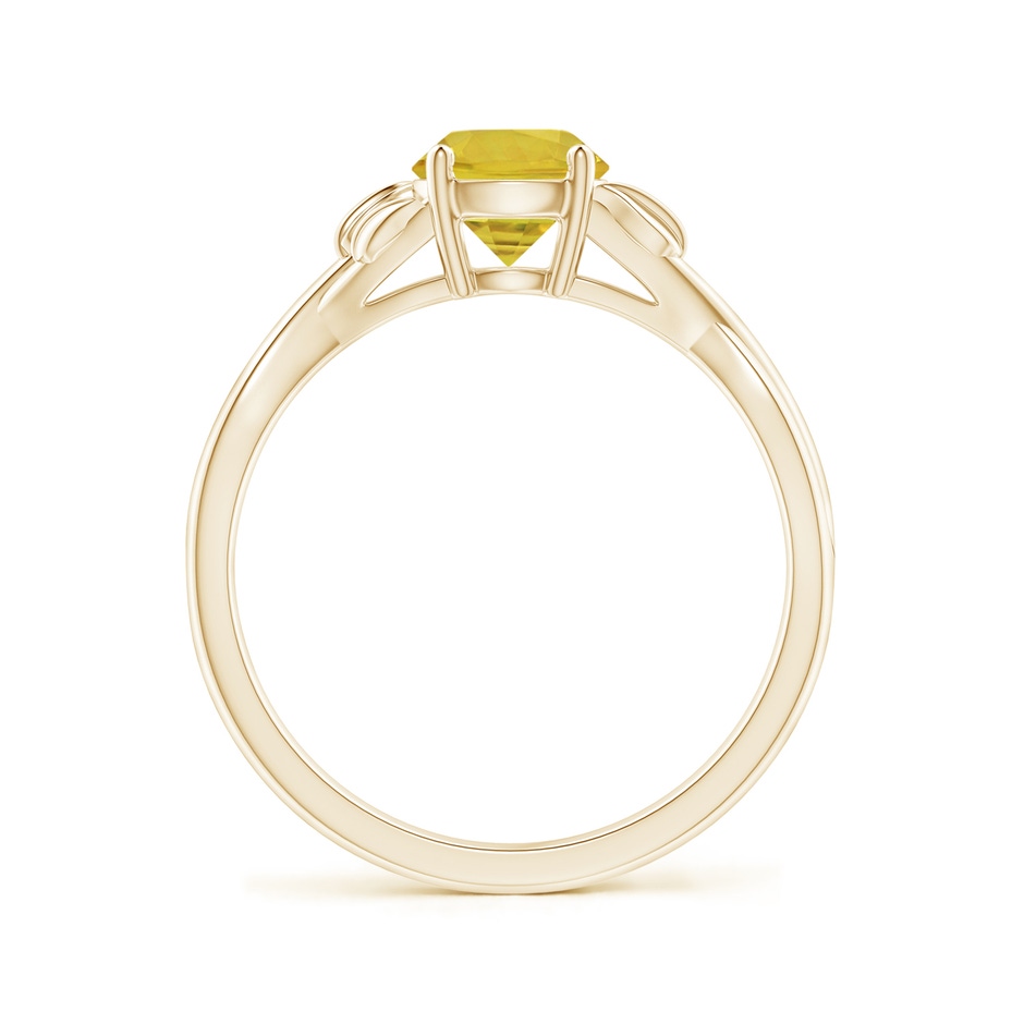 6mm AAA Nature Inspired Yellow Sapphire Ring with Leaf Motifs in Yellow Gold side-1