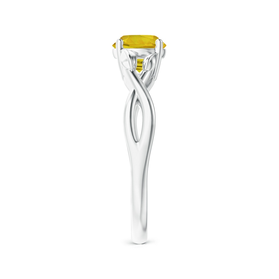 6mm AAAA Nature Inspired Yellow Sapphire Ring with Leaf Motifs in P950 Platinum side-2