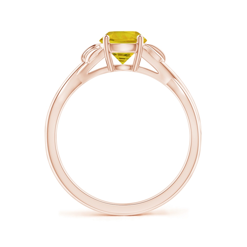6mm AAAA Nature Inspired Yellow Sapphire Ring with Leaf Motifs in Rose Gold side-1