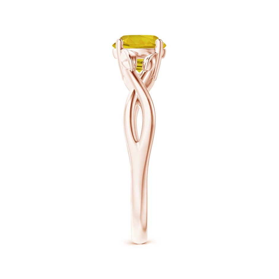 6mm AAAA Nature Inspired Yellow Sapphire Ring with Leaf Motifs in Rose Gold side-2