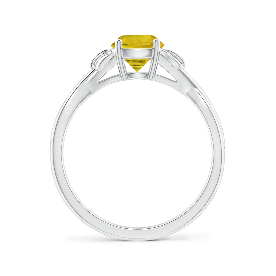 6mm AAAA Nature Inspired Yellow Sapphire Ring with Leaf Motifs in White Gold side-1