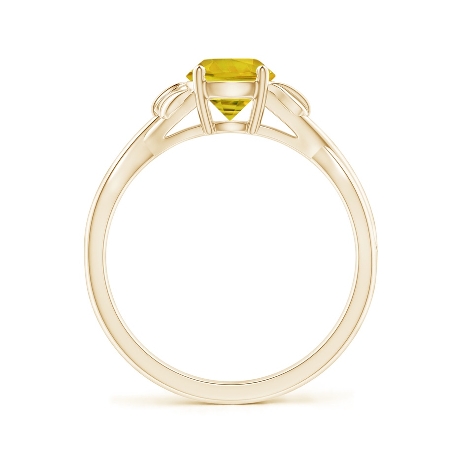 6mm AAAA Nature Inspired Yellow Sapphire Ring with Leaf Motifs in Yellow Gold side-1