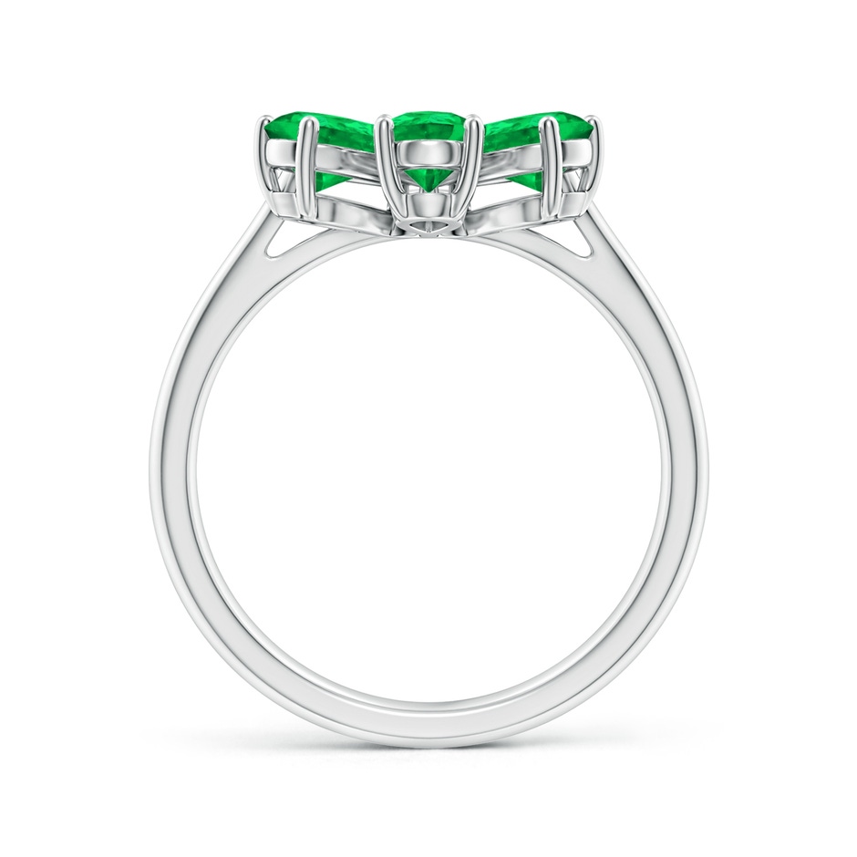 6x4mm AAA Nature Inspired Emerald & Diamond Flower Ring in White Gold side-1