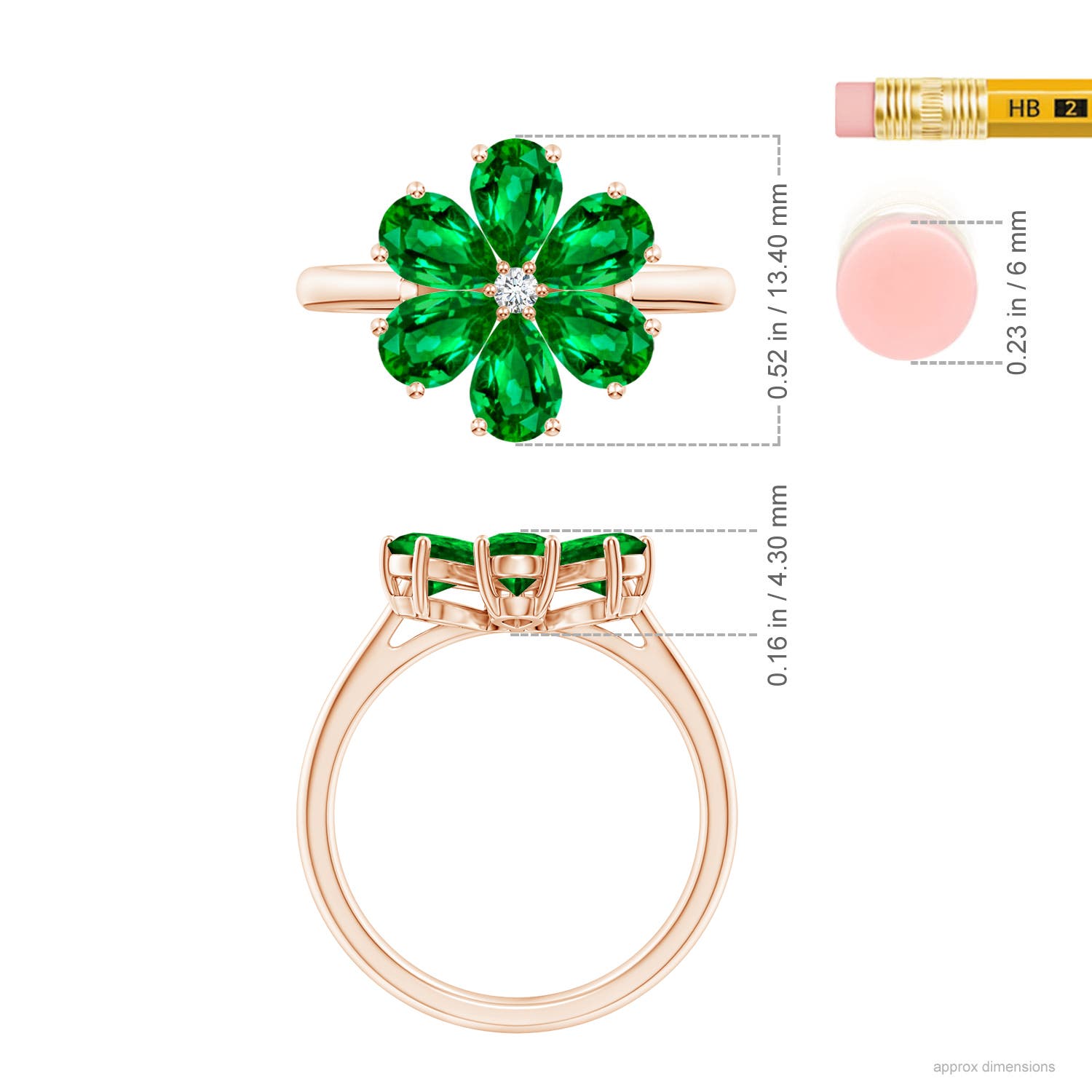 AAAA - Emerald / 2.14 CT / 14 KT Rose Gold