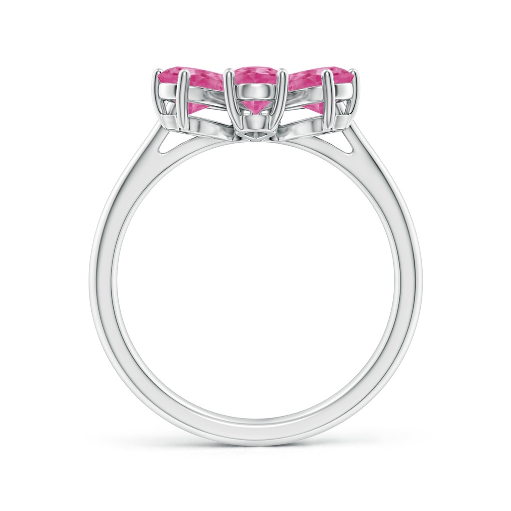 6x4mm AAA Nature Inspired Pink Sapphire & Diamond Flower Ring in White Gold Side-1