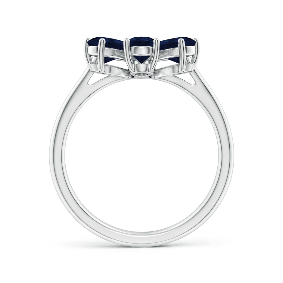 6x4mm A Nature Inspired Blue Sapphire & Diamond Flower Ring in White Gold side-1