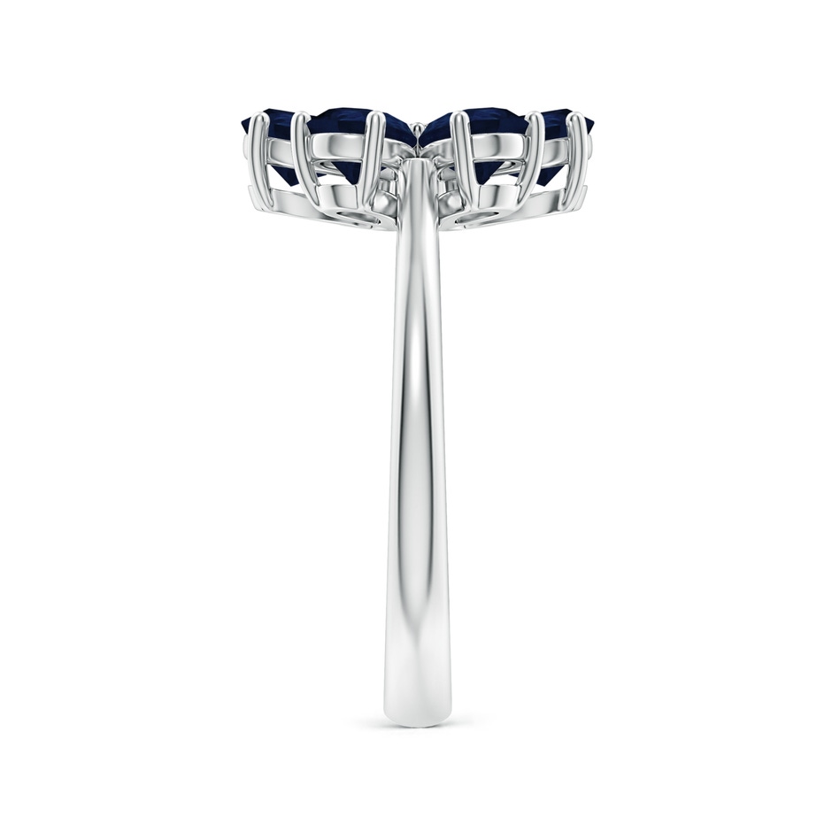 6x4mm A Nature Inspired Blue Sapphire & Diamond Flower Ring in White Gold side-2