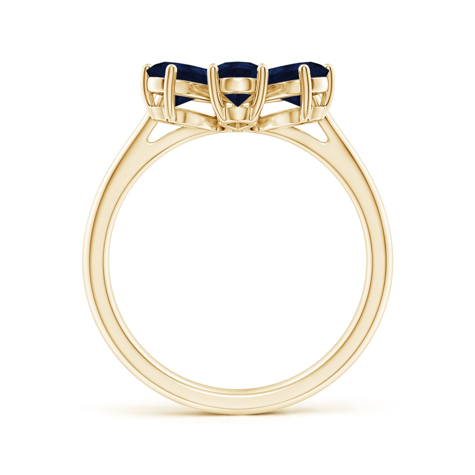 6x4mm A Nature Inspired Blue Sapphire & Diamond Flower Ring in Yellow Gold side-1