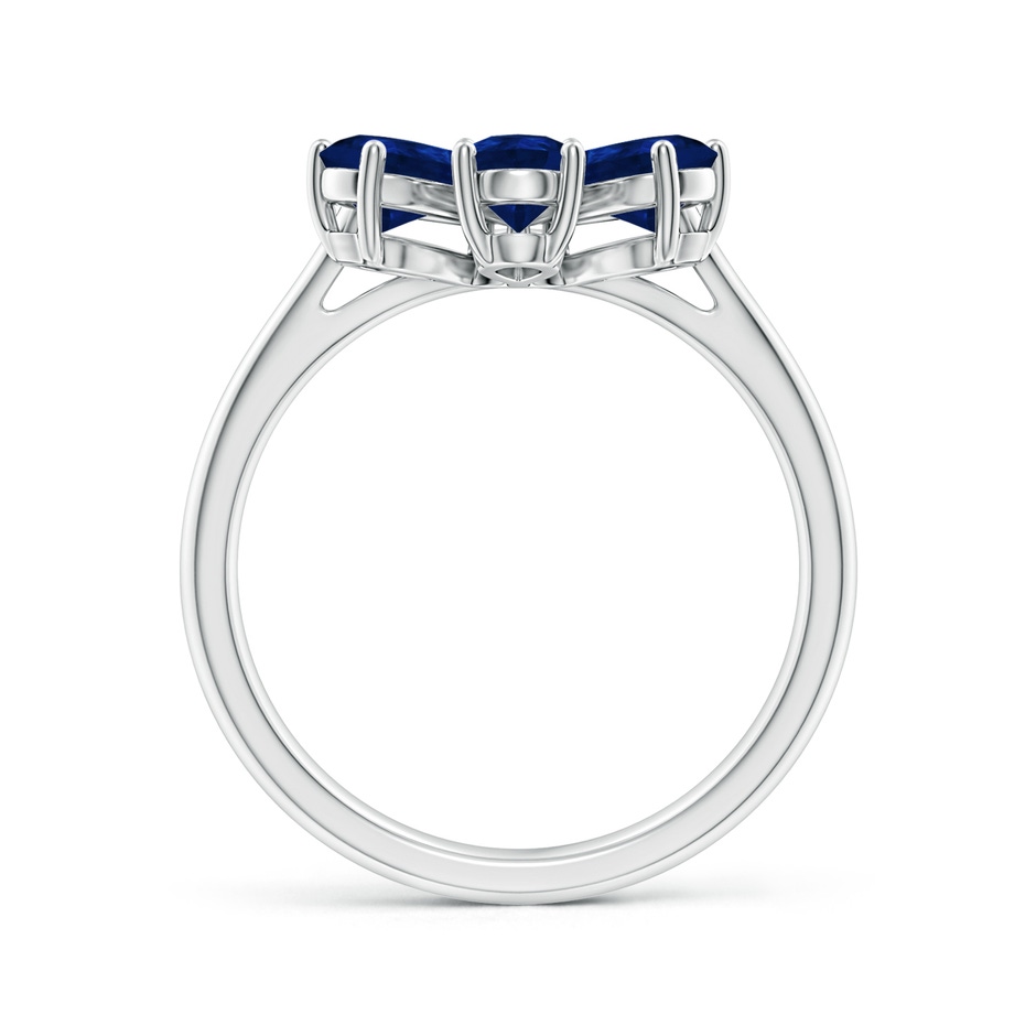 6x4mm AA Nature Inspired Blue Sapphire & Diamond Flower Ring in White Gold side-1