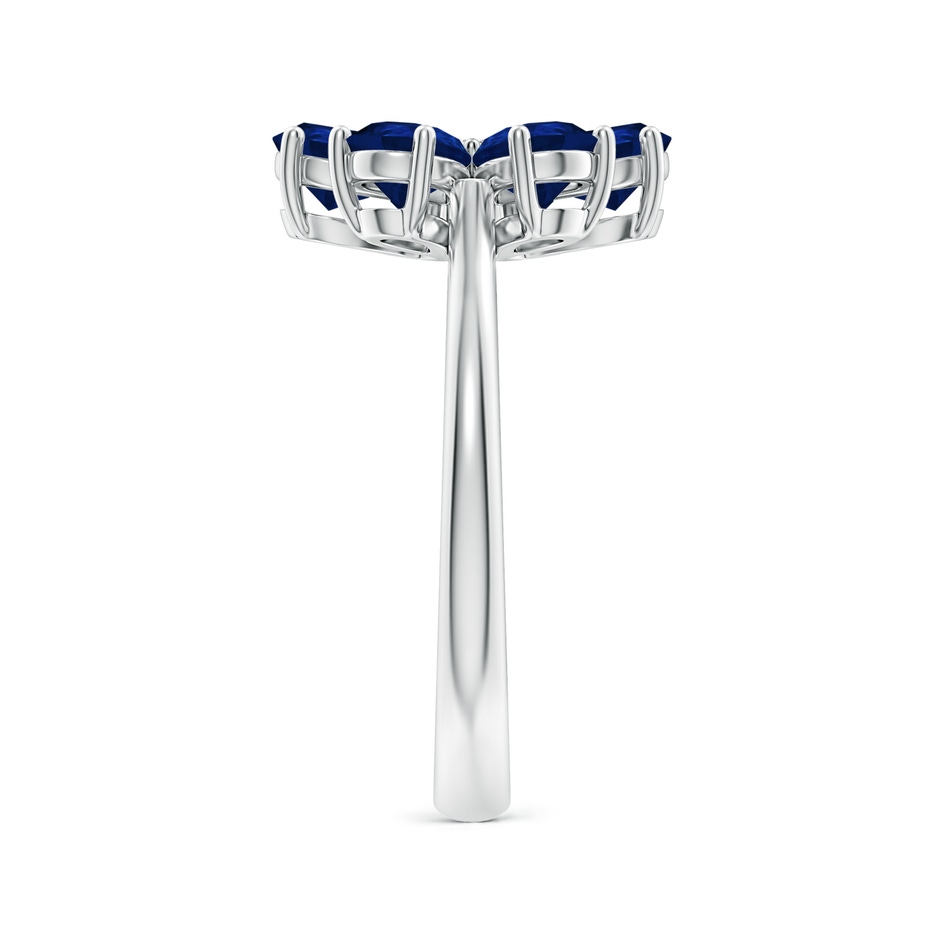 6x4mm AA Nature Inspired Blue Sapphire & Diamond Flower Ring in White Gold side-2