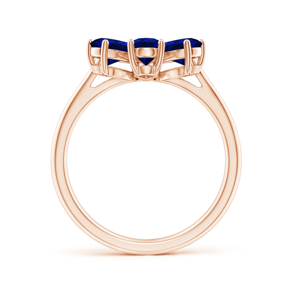 6x4mm AAAA Nature Inspired Blue Sapphire & Diamond Flower Ring in Rose Gold - side_1