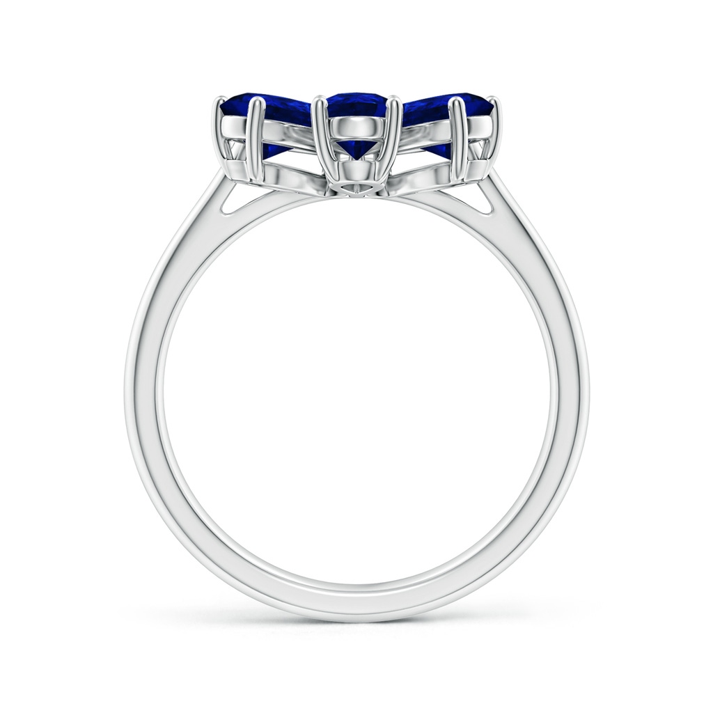 6x4mm Lab-Grown Nature Inspired Blue Sapphire & Diamond Flower Ring in White Gold - side_1