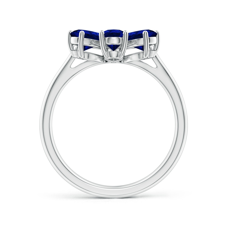 6x4mm Lab-Grown Nature Inspired Blue Sapphire & Diamond Flower Ring in White Gold side-1