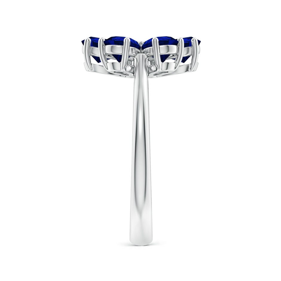 6x4mm Lab-Grown Nature Inspired Blue Sapphire & Diamond Flower Ring in White Gold side-2