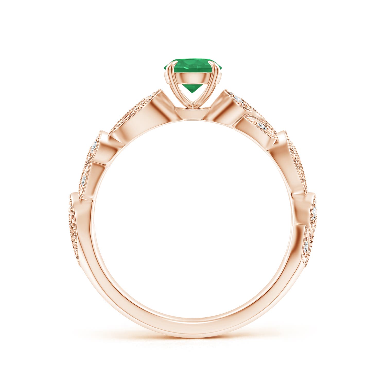 A - Emerald / 0.56 CT / 14 KT Rose Gold