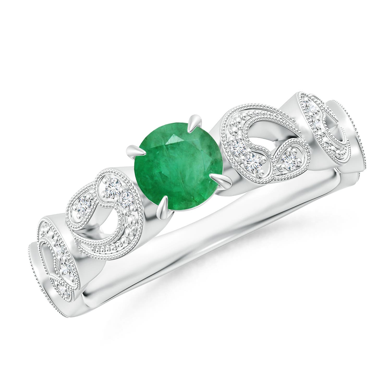 A - Emerald / 0.56 CT / 14 KT White Gold