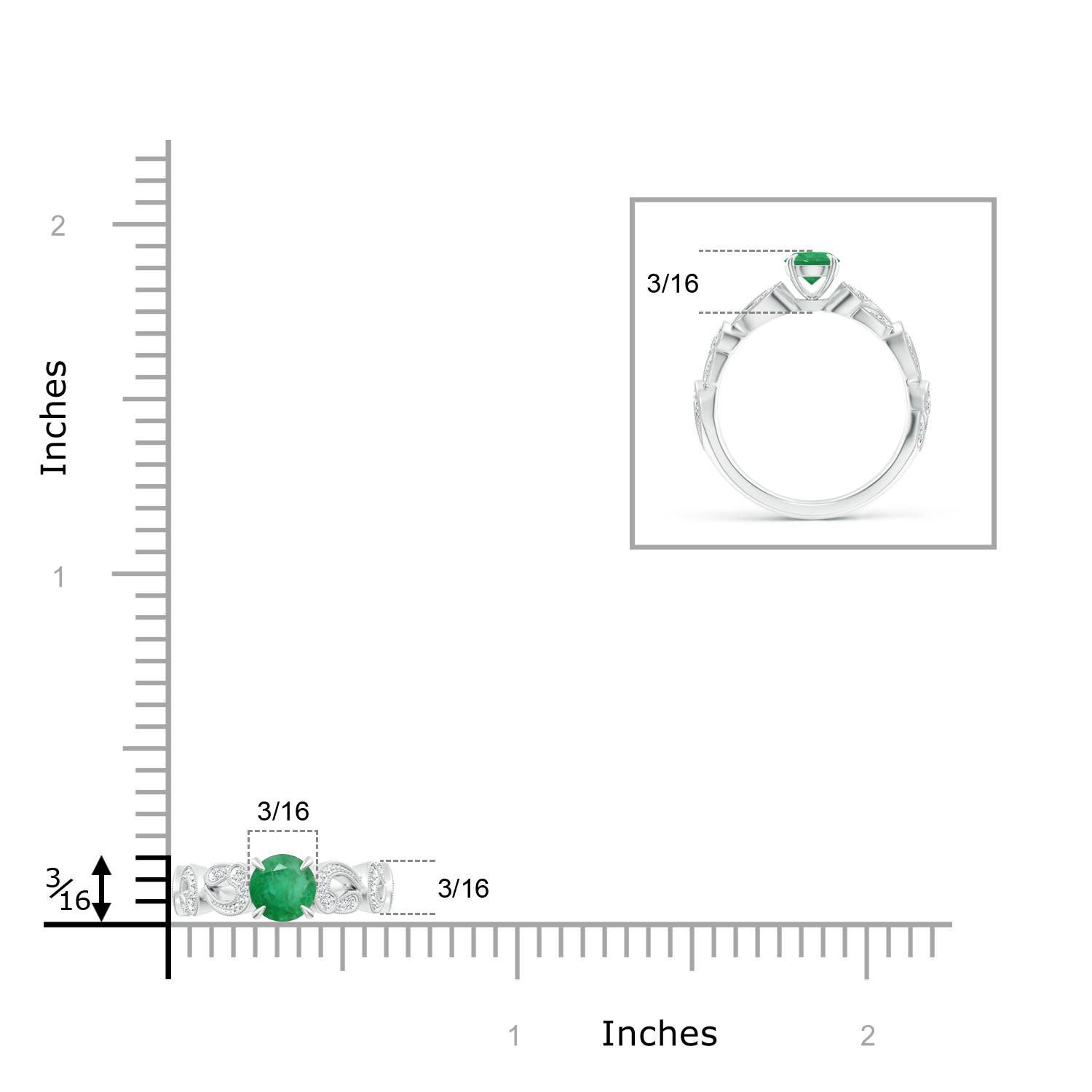 A - Emerald / 0.56 CT / 14 KT White Gold