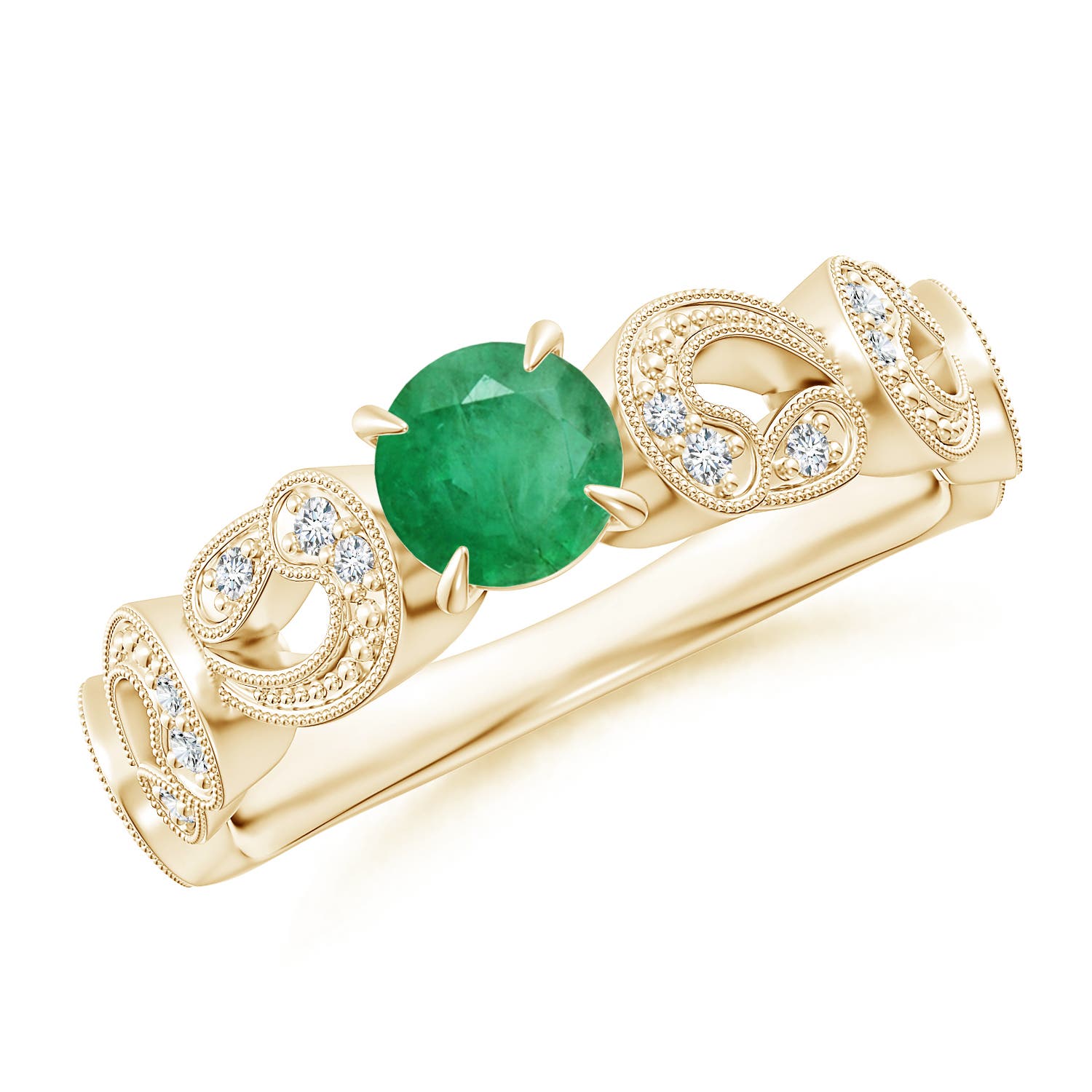 A - Emerald / 0.56 CT / 14 KT Yellow Gold