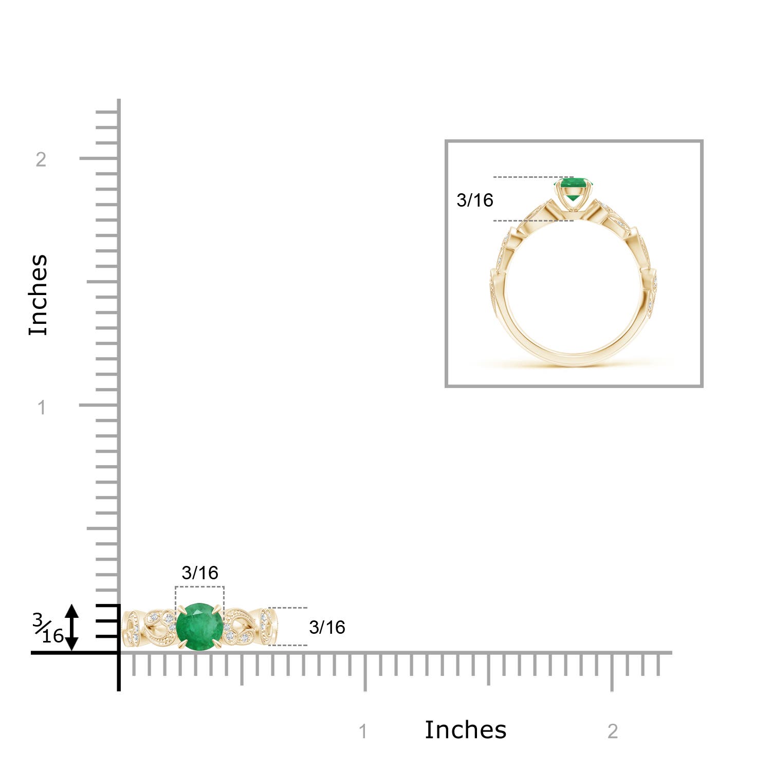 A - Emerald / 0.56 CT / 14 KT Yellow Gold