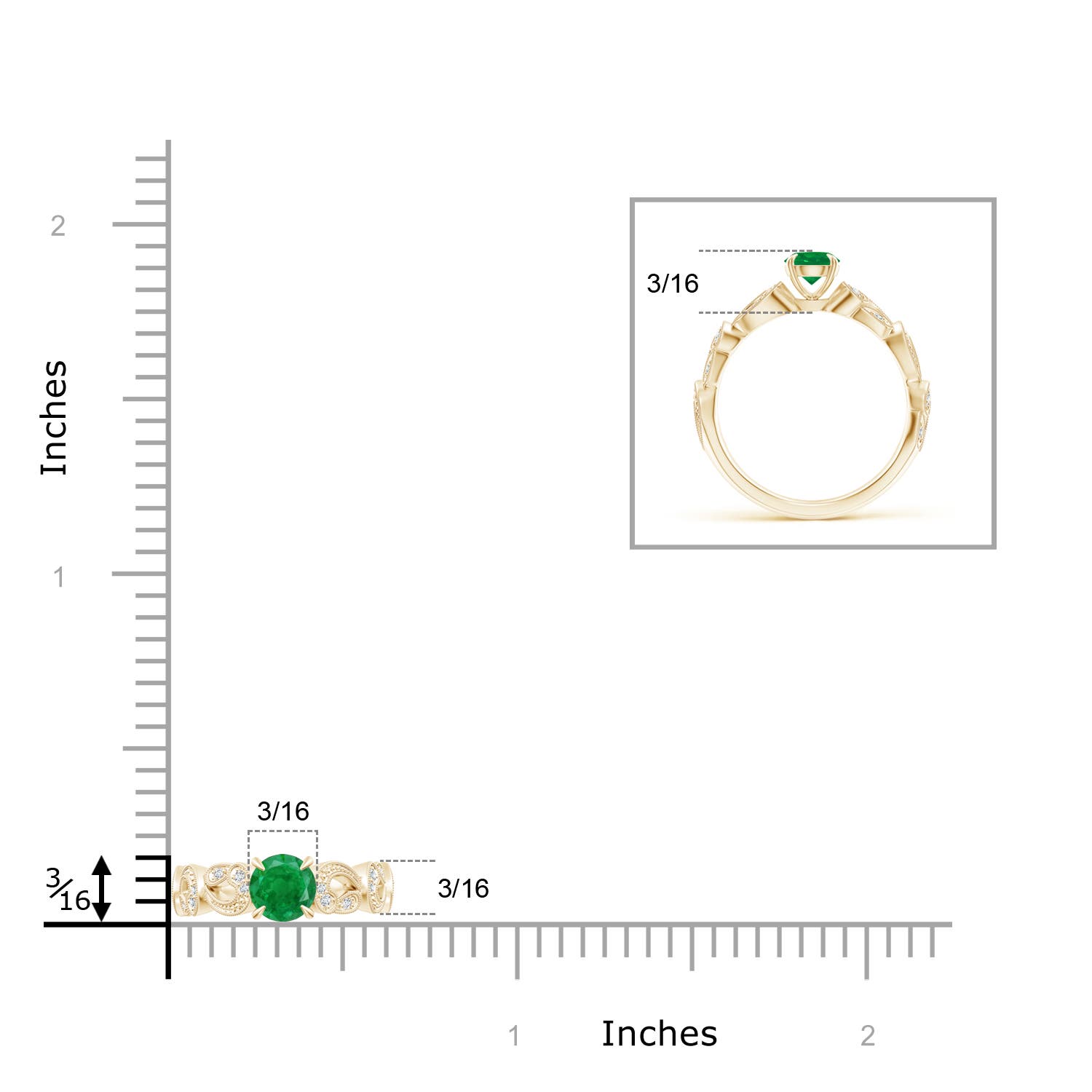 AA - Emerald / 0.56 CT / 14 KT Yellow Gold