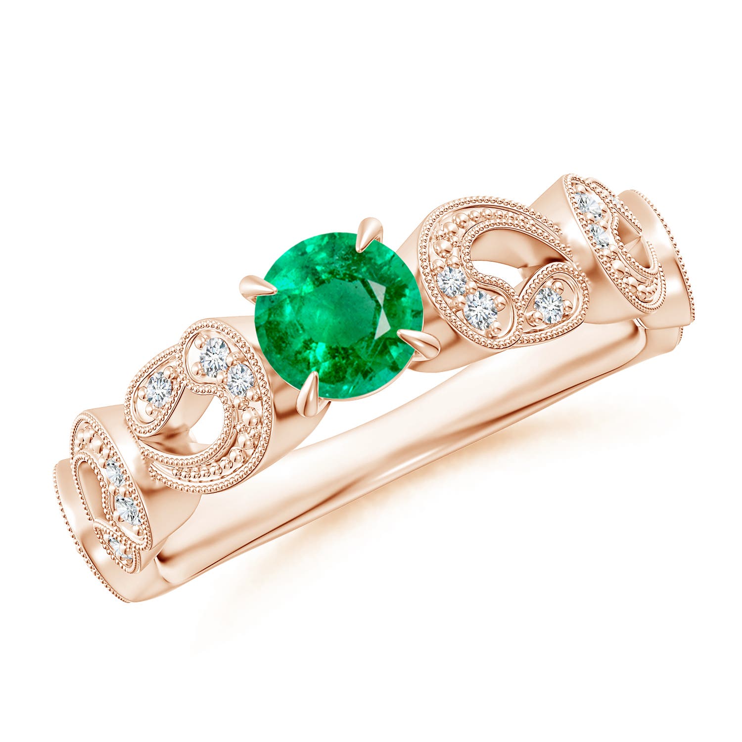 AAA - Emerald / 0.56 CT / 14 KT Rose Gold