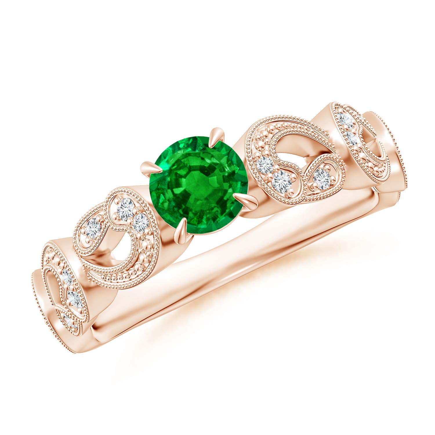 AAAA - Emerald / 0.56 CT / 14 KT Rose Gold