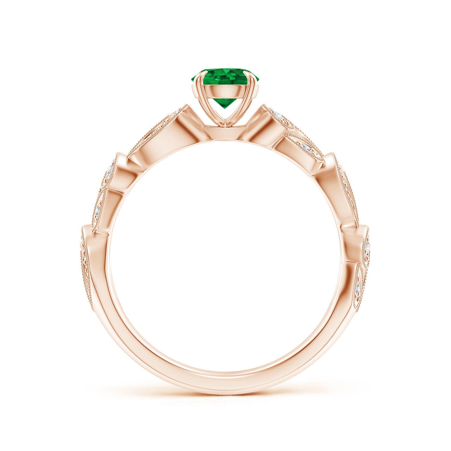 AAAA - Emerald / 0.56 CT / 14 KT Rose Gold