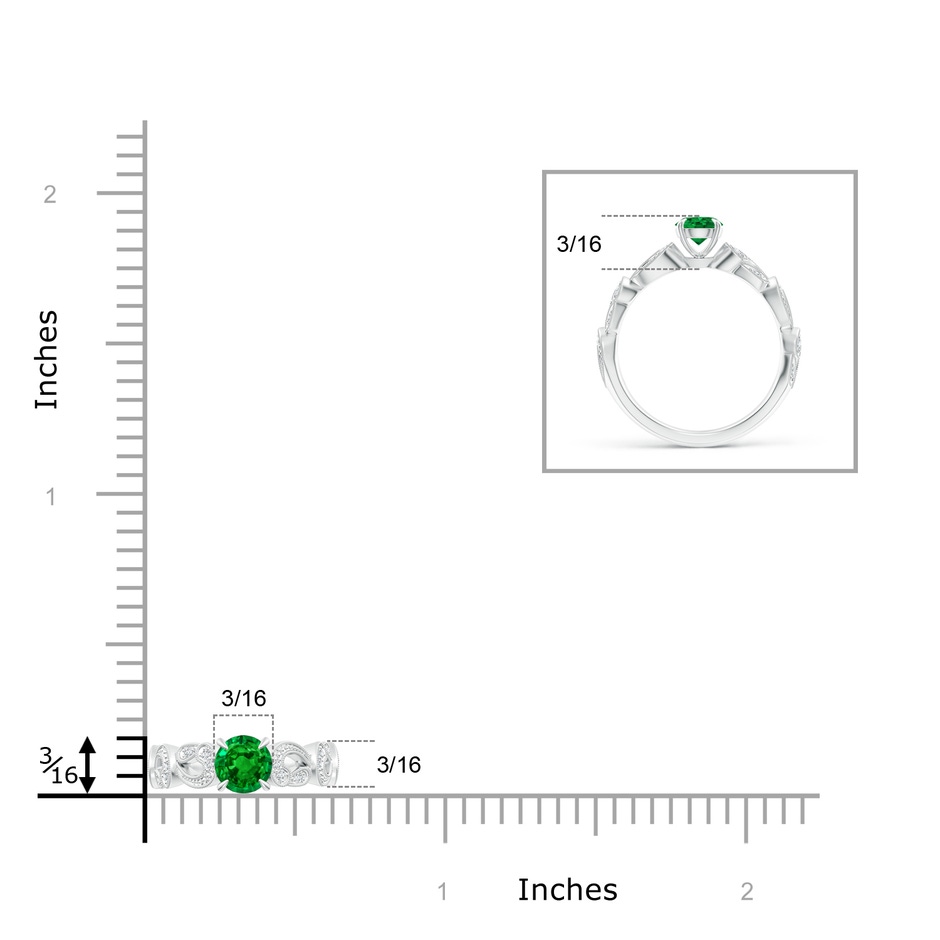 5mm AAAA Nature Inspired Emerald & Diamond Filigree Ring in White Gold product image