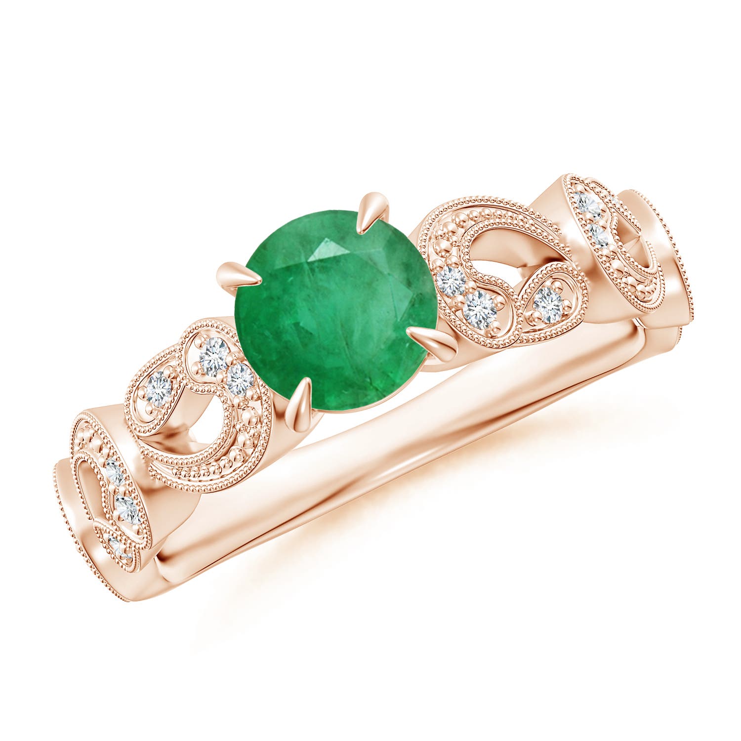 A - Emerald / 0.86 CT / 14 KT Rose Gold