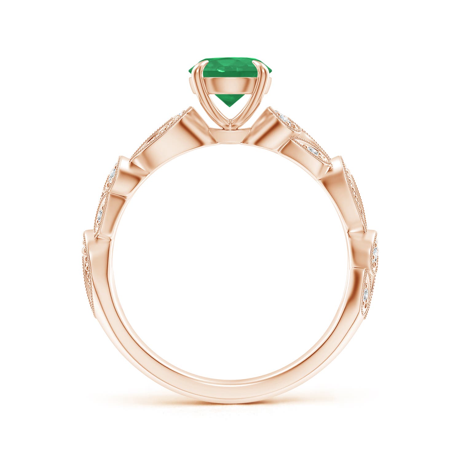 A - Emerald / 0.86 CT / 14 KT Rose Gold