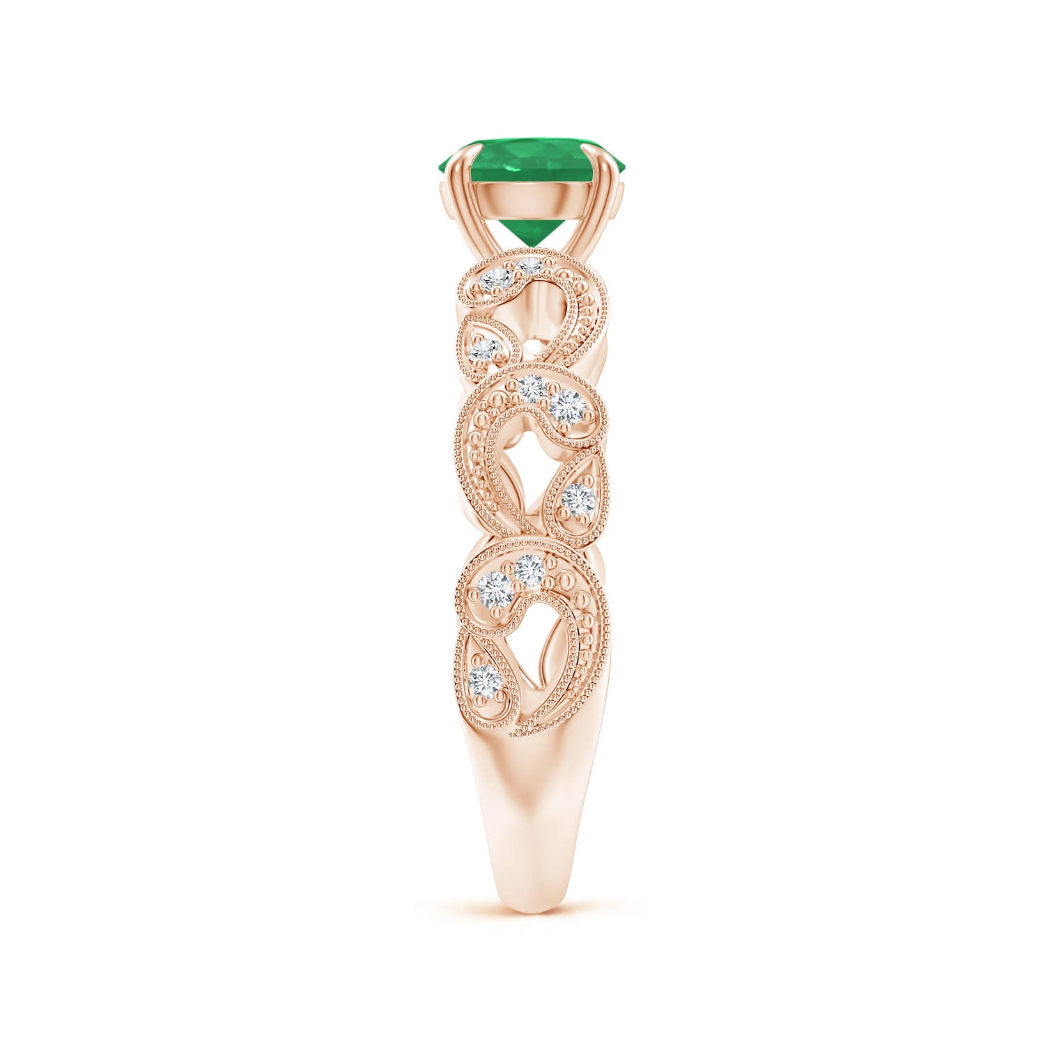 A - Emerald / 0.86 CT / 14 KT Rose Gold