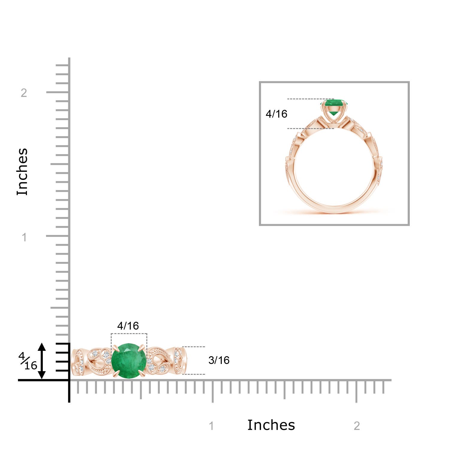 A - Emerald / 0.86 CT / 14 KT Rose Gold