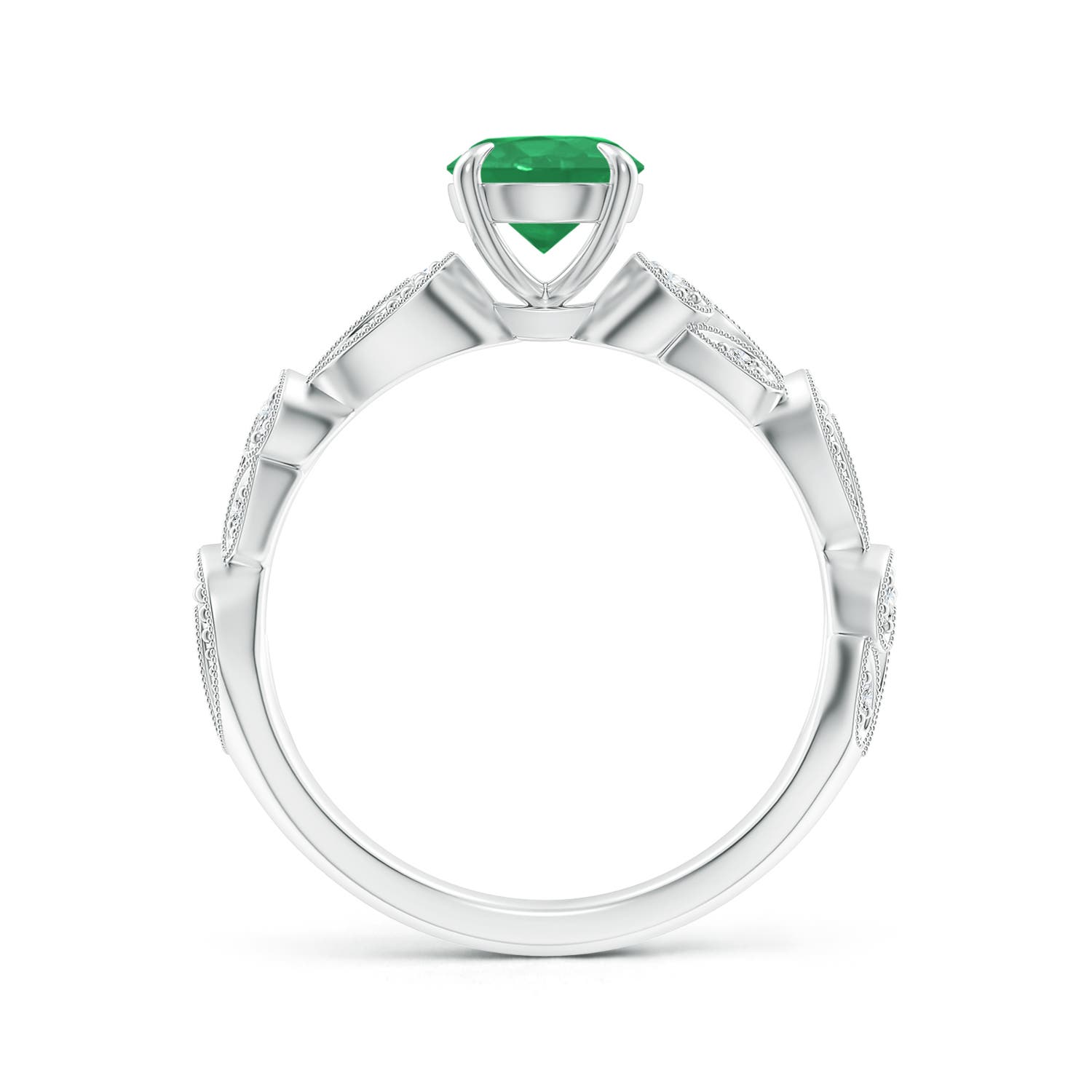 A - Emerald / 0.86 CT / 14 KT White Gold