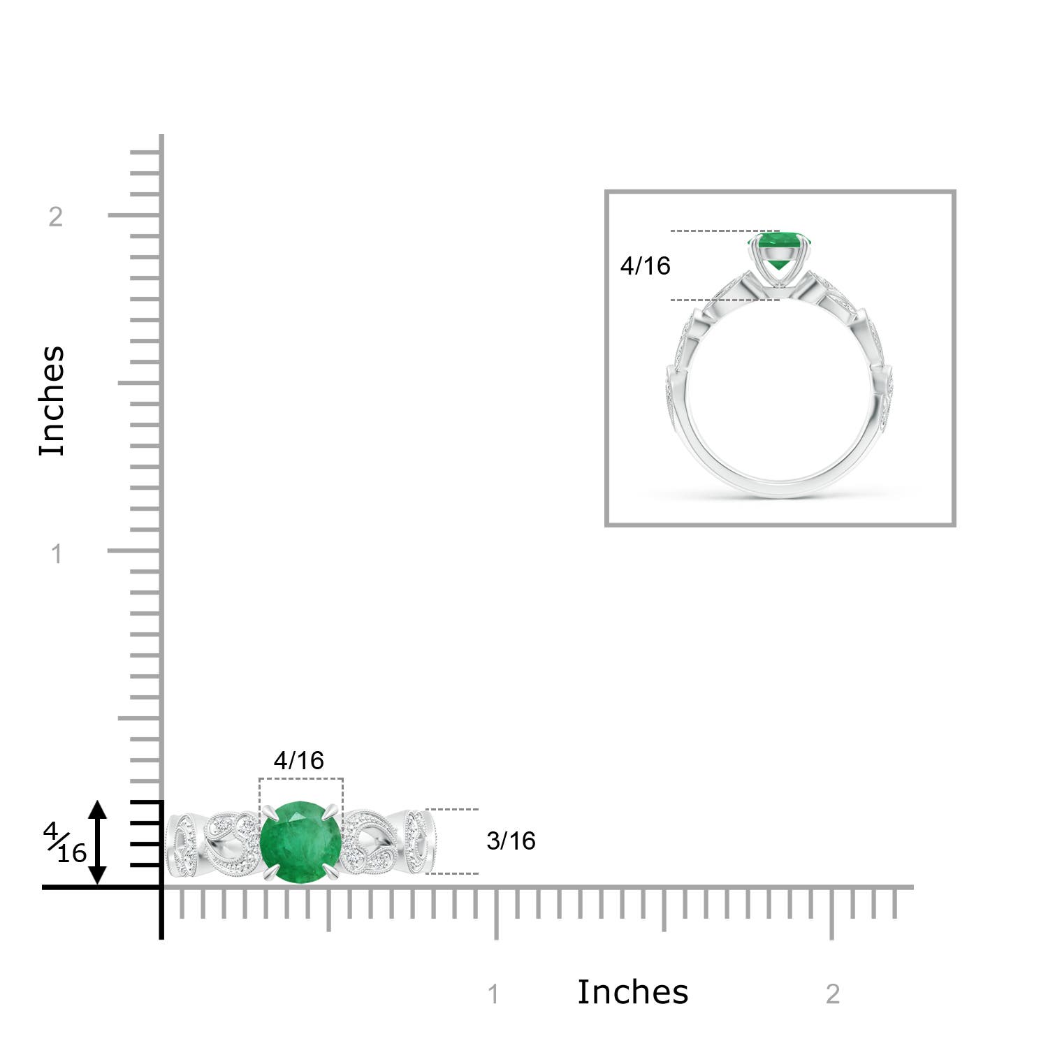 A - Emerald / 0.86 CT / 14 KT White Gold