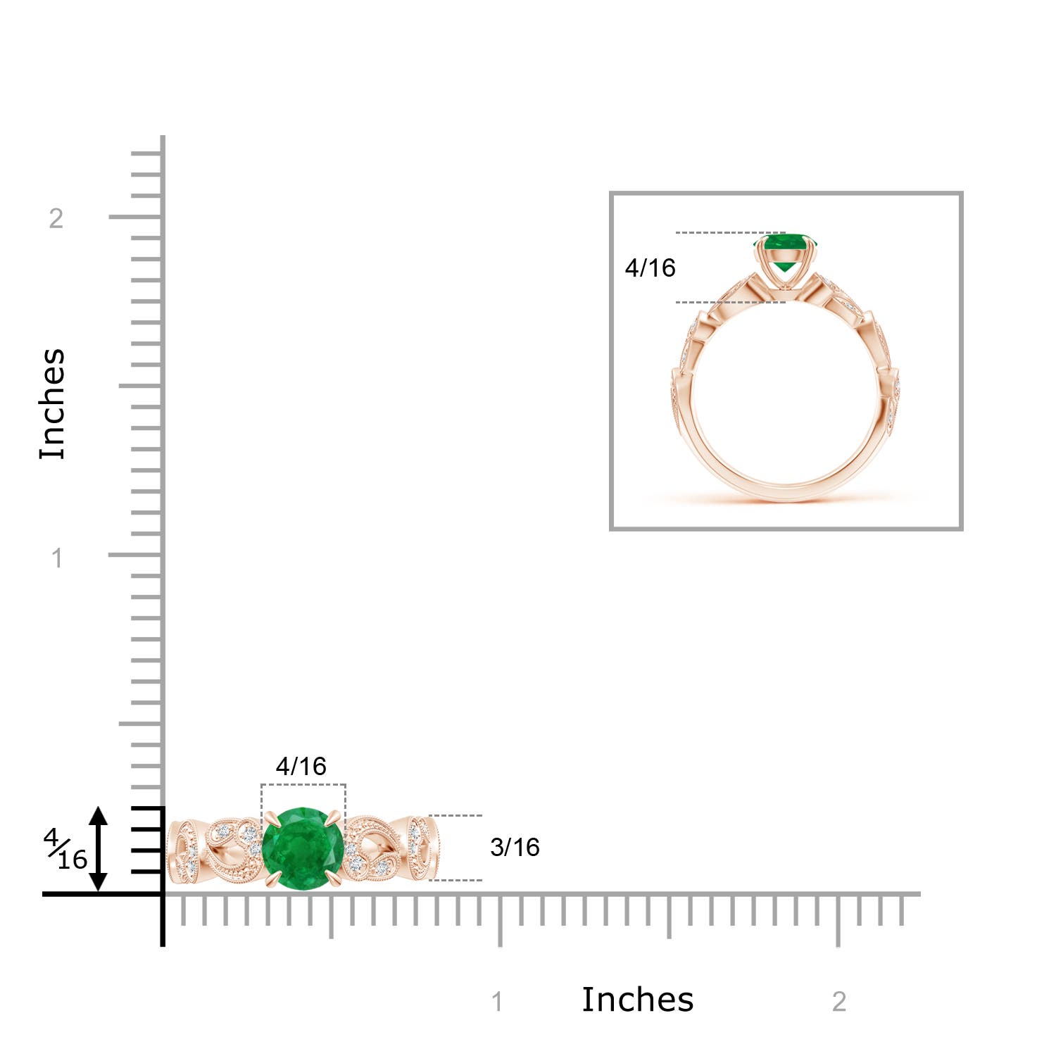 AA - Emerald / 0.86 CT / 14 KT Rose Gold