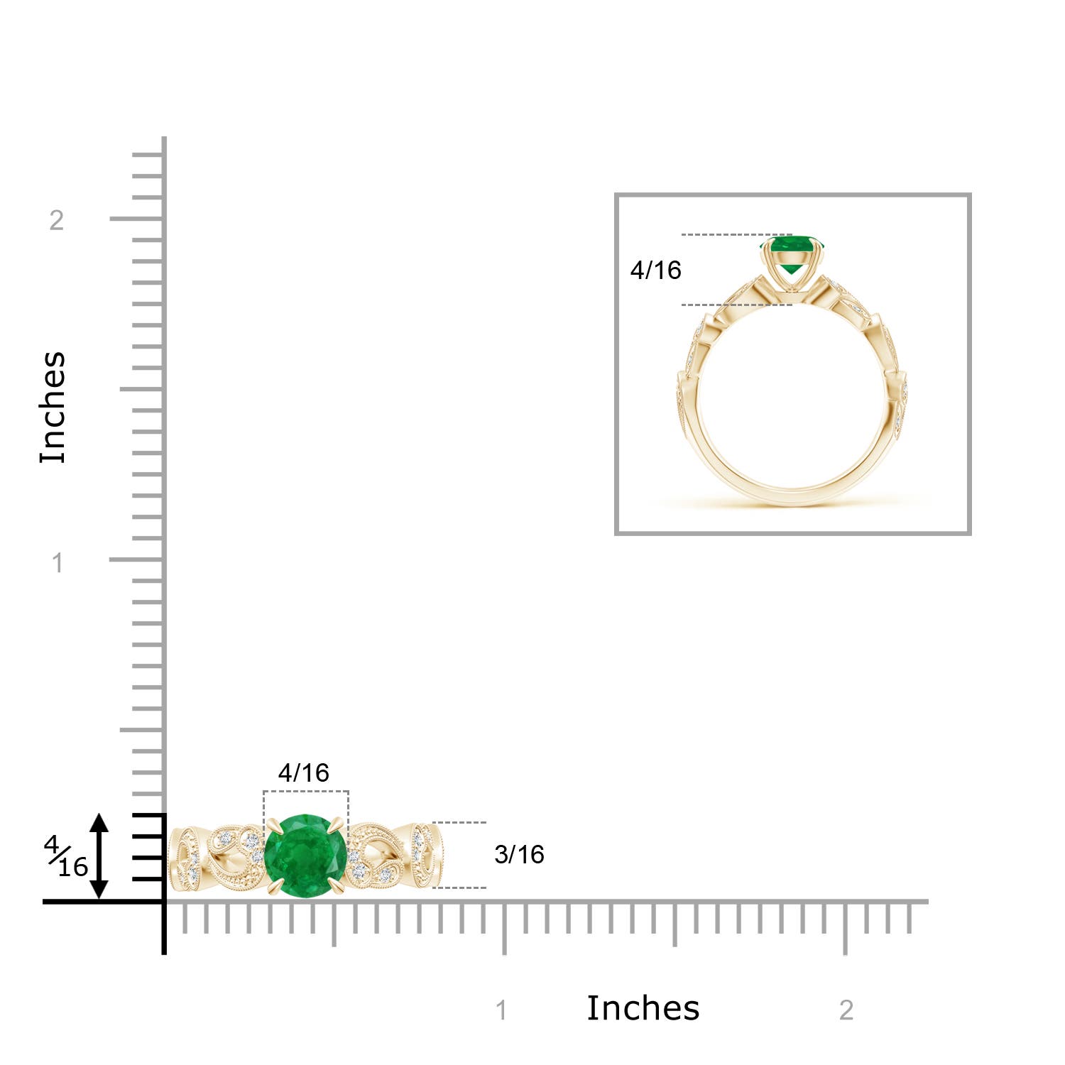 AA - Emerald / 0.86 CT / 14 KT Yellow Gold