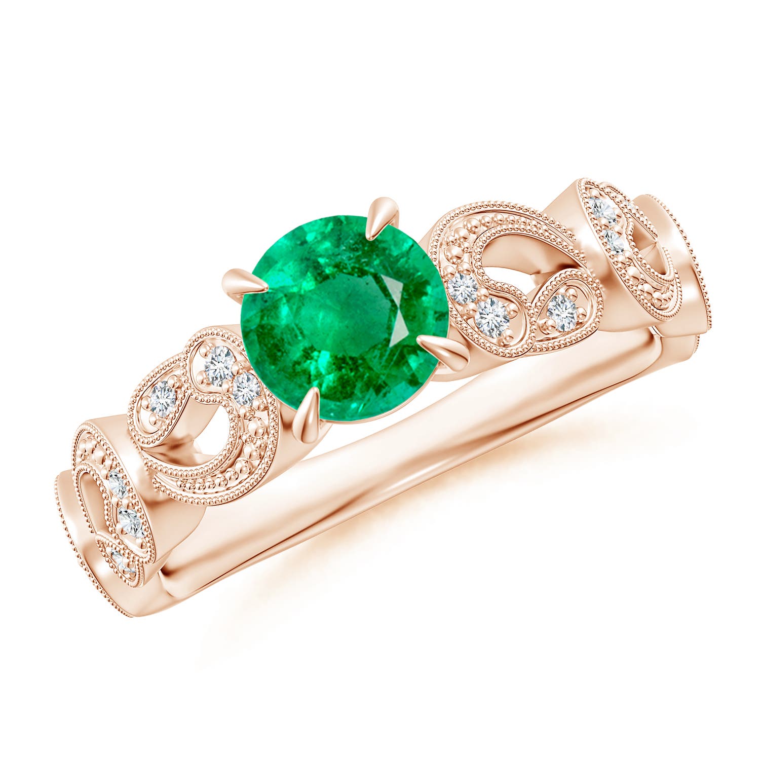 AAA - Emerald / 0.86 CT / 14 KT Rose Gold