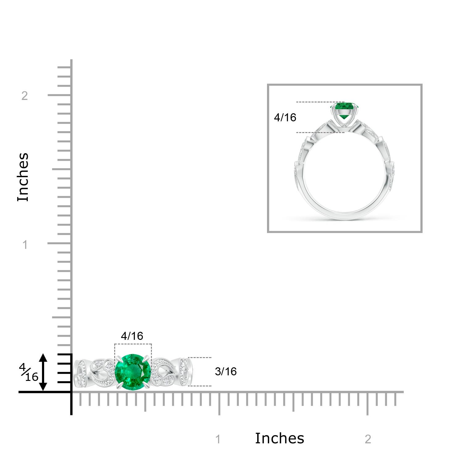 AAA - Emerald / 0.86 CT / 14 KT White Gold