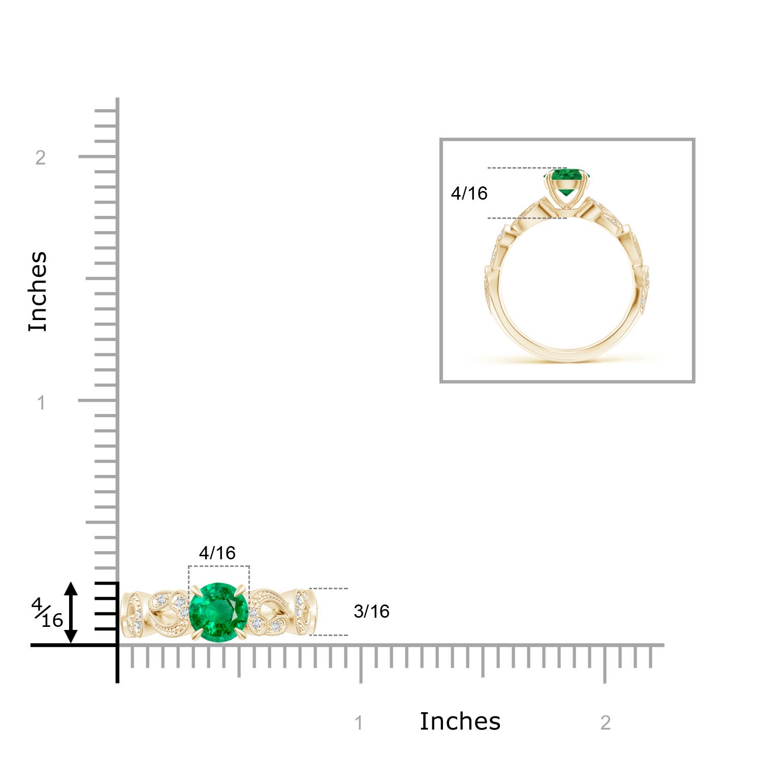 AAA - Emerald / 0.86 CT / 14 KT Yellow Gold