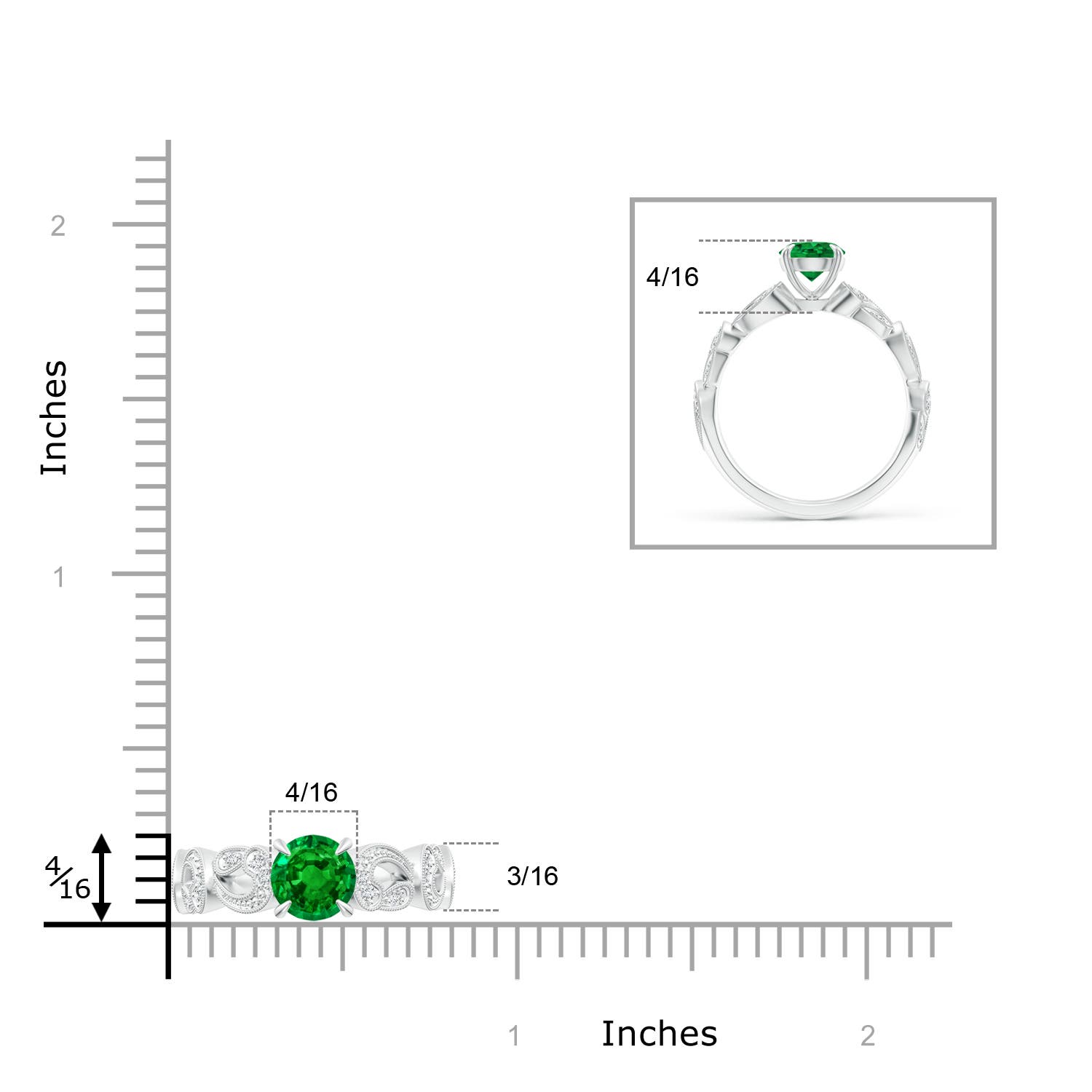 AAAA - Emerald / 0.86 CT / 14 KT White Gold