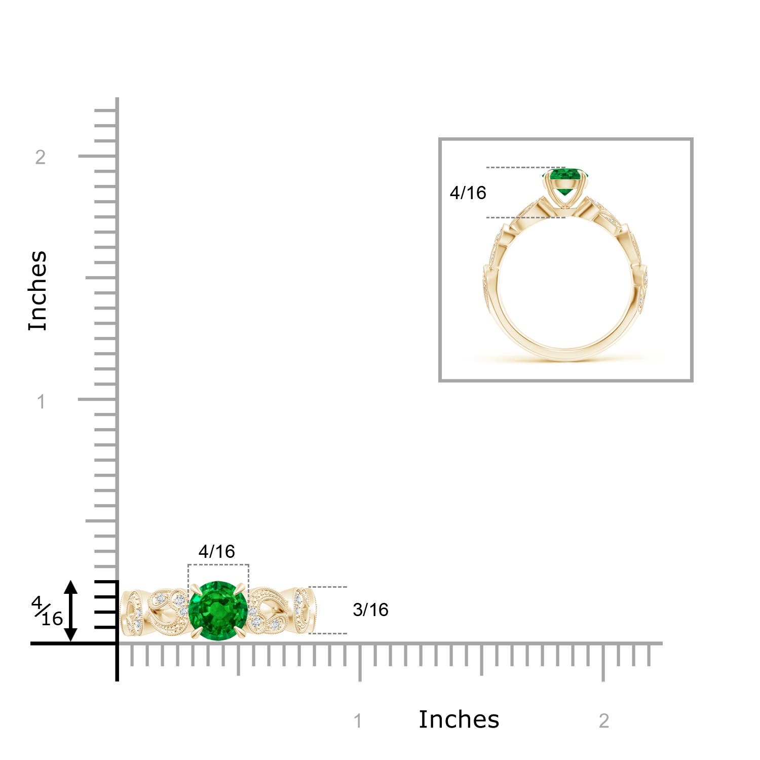 AAAA - Emerald / 0.86 CT / 14 KT Yellow Gold