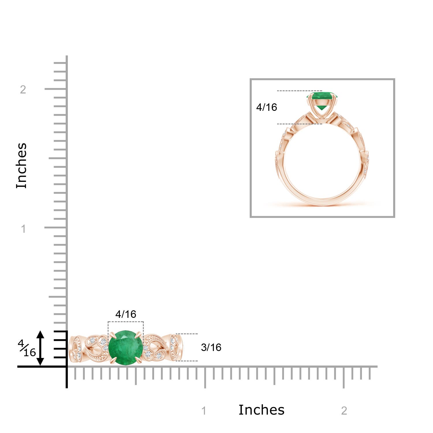 A - Emerald / 1.31 CT / 14 KT Rose Gold