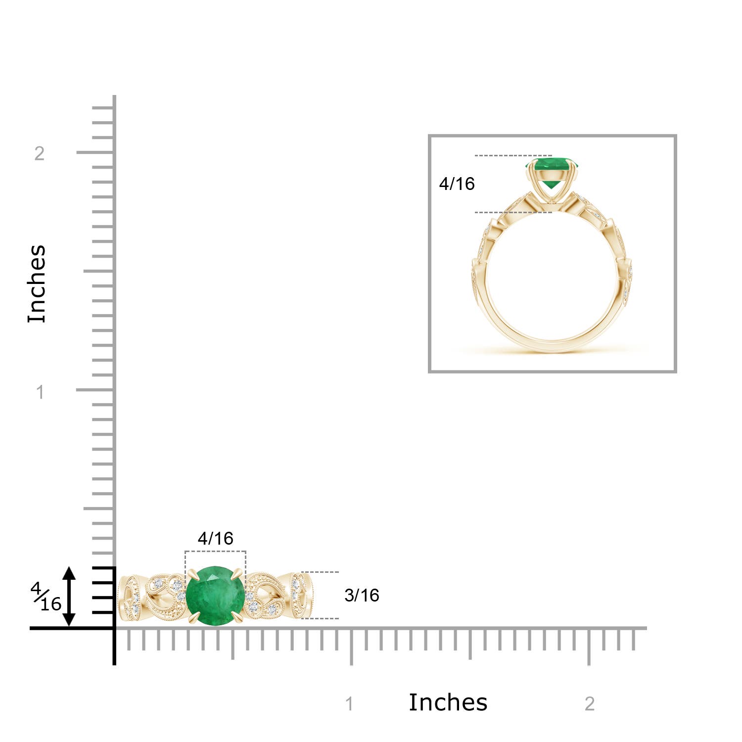 A - Emerald / 1.31 CT / 14 KT Yellow Gold