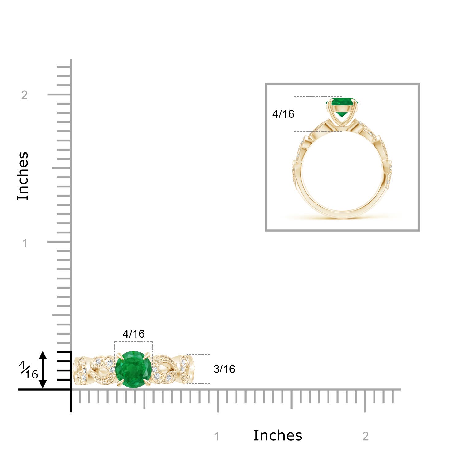 AA - Emerald / 1.31 CT / 14 KT Yellow Gold