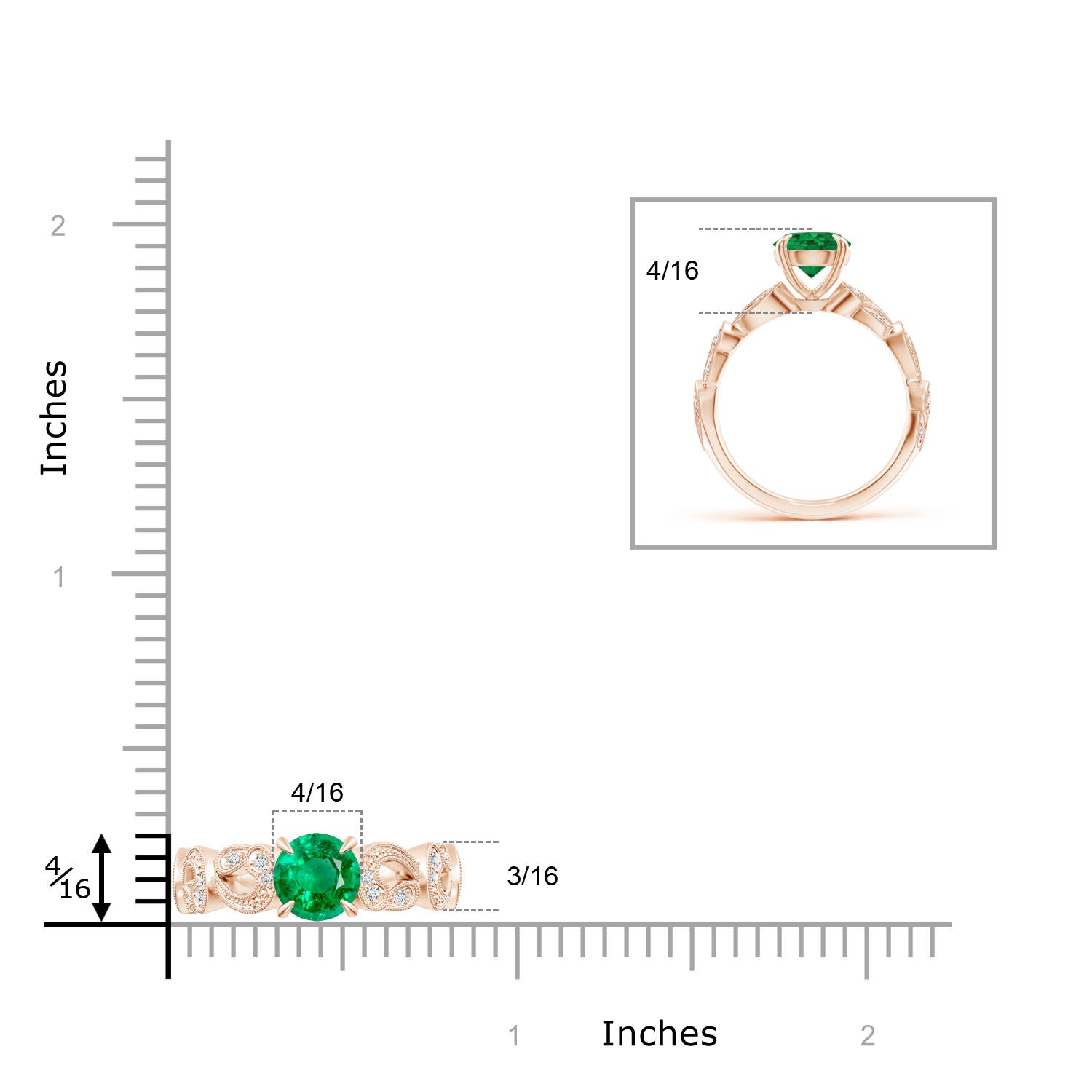 AAA - Emerald / 1.31 CT / 14 KT Rose Gold