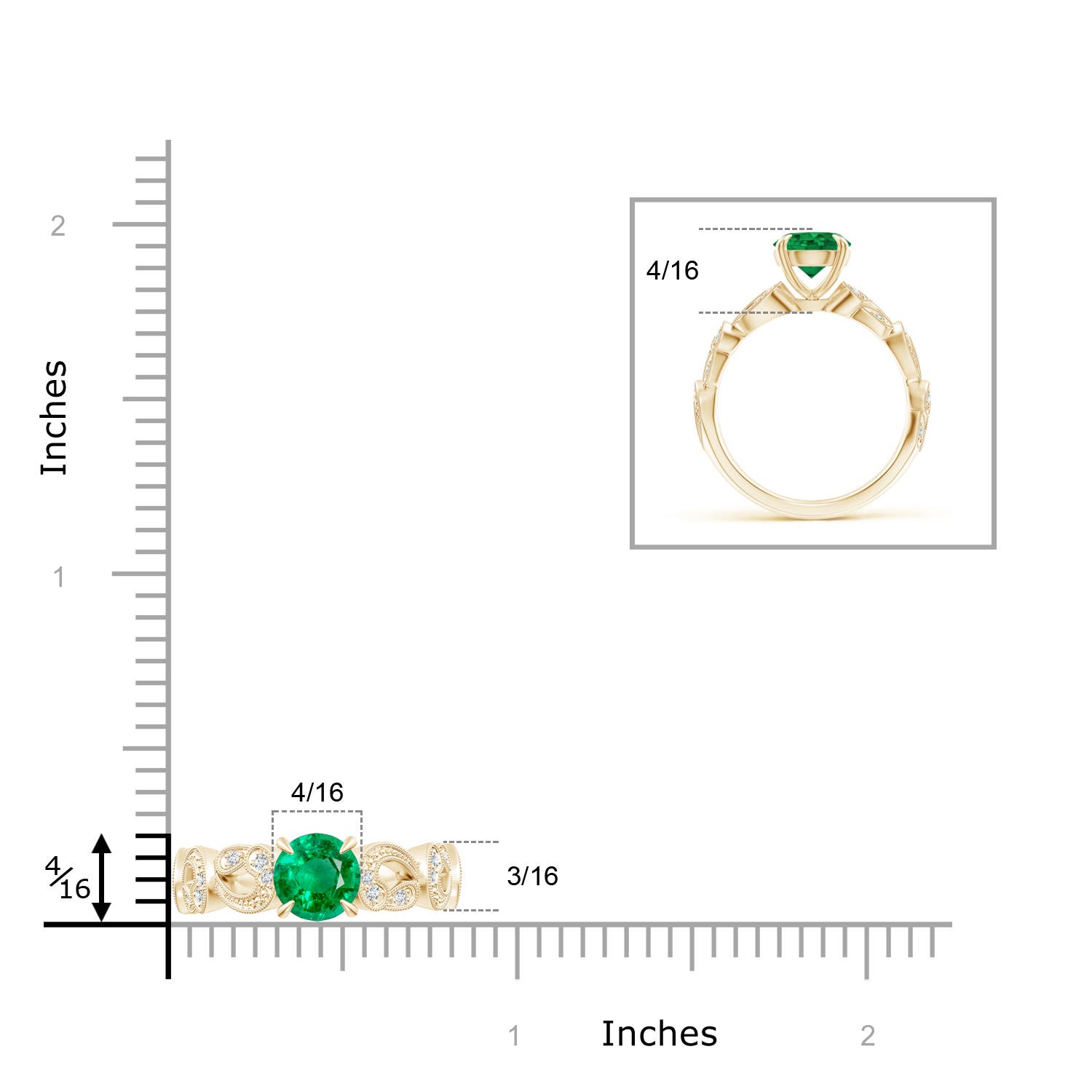 AAA - Emerald / 1.31 CT / 14 KT Yellow Gold