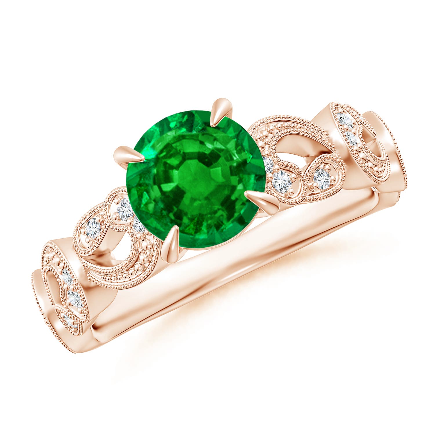 AAAA - Emerald / 1.31 CT / 14 KT Rose Gold