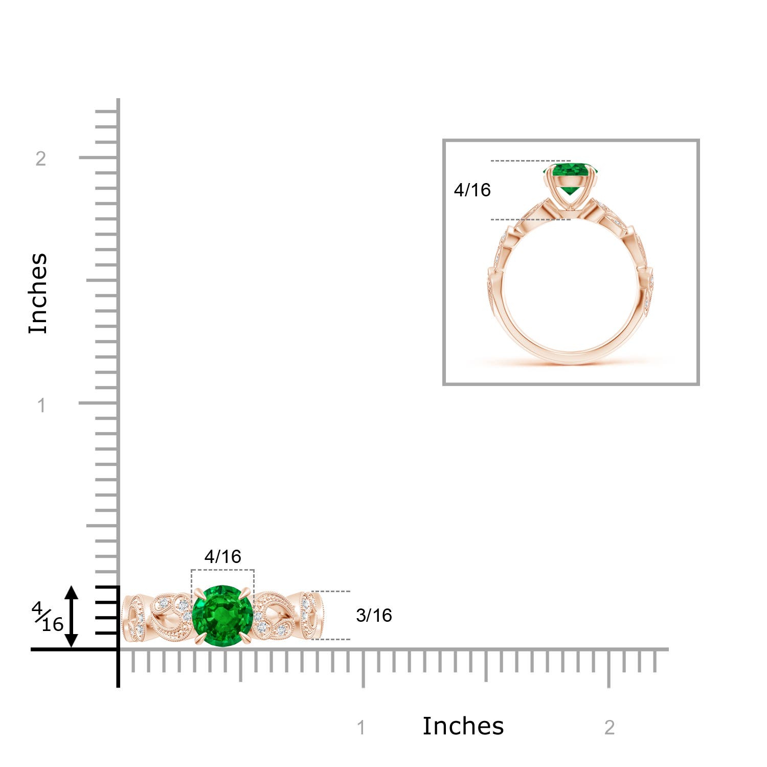 AAAA - Emerald / 1.31 CT / 14 KT Rose Gold