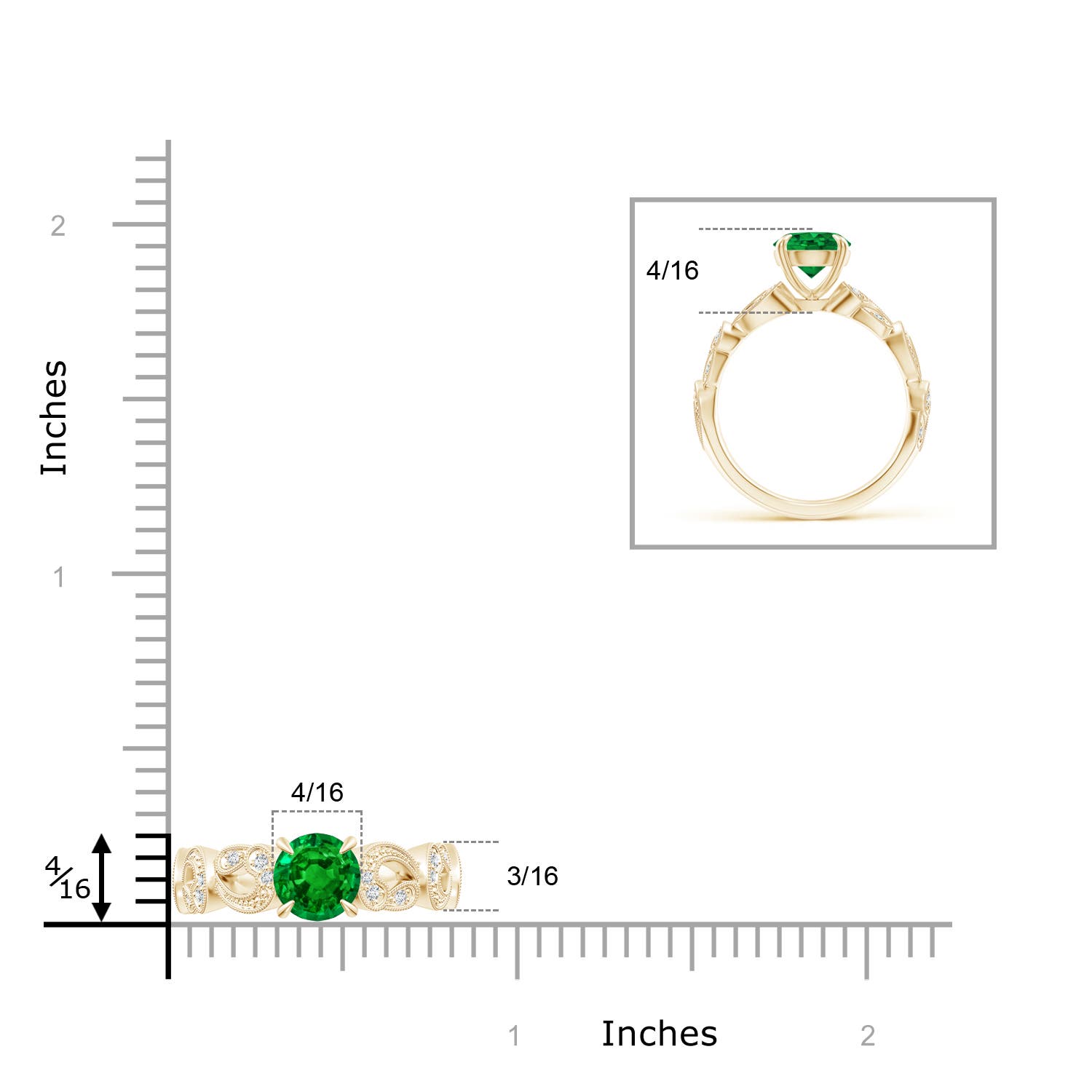 AAAA - Emerald / 1.31 CT / 14 KT Yellow Gold