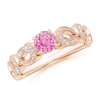 5mm A Nature Inspired Pink Sapphire & Diamond Filigree Ring in 9K Rose Gold